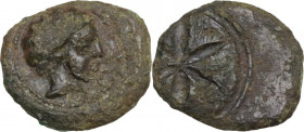 Greek Italy. Uncertain Central Etruria. Incuse Centesimal Group. AE 2.5 Units, late 4th-3rd century BC. Obv. Young male head right; to right, CII; dot...