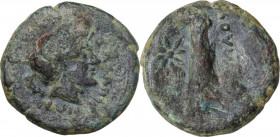 Greek Italy. Northern Apulia, Salapia. AE 16 mm. c. 225-210 BC. Obv. ΣΑΛΑΠΙΝΩΝ. Head of young Pan right, pedum at shoulder. Rev. Hawk right, wings clo...