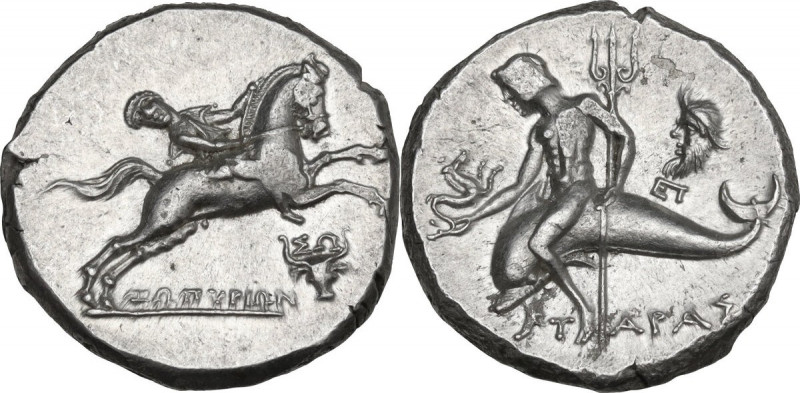 Greek Italy. Southern Apulia, Tarentum. AR Nomos, c. 240-228 BC. Zopyrion magist...