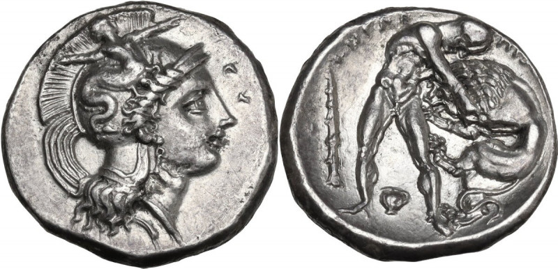Greek Italy. Southern Lucania, Heraclea. AR Nomos, c. 390-340 BC. Obv. Head of A...