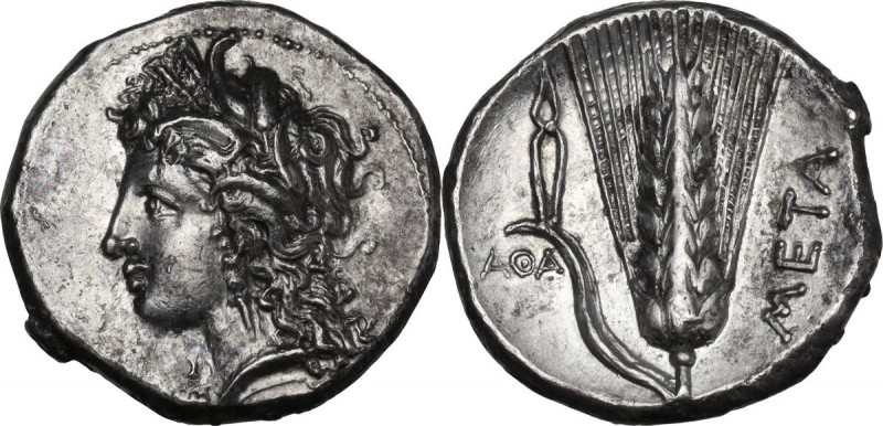 Greek Italy. Southern Lucania, Metapontum. AR Stater, c. 330-290 BC. Obv. Wreath...