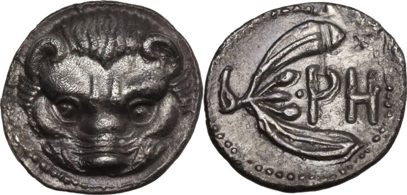 Greek Italy. Bruttium, Rhegion. AR Litra, c. 420-415/410 BC. Obv. Lion-mask. Rev...