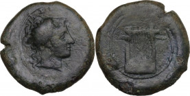 Sicily. Herbessos. AE 27 mm, c. 325-310 BC. Obv. Laureate head of Sikelia right. Rev. ΗΕΡΒΕΣΣ-ΙΝΩΝ. Kithara. HGC 2 414; CNS III 2; SNG ANS 136. AE. 14...