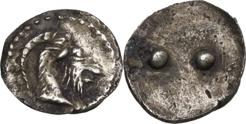 Sicily. Himera. AR Hexas - Dionkion, c. 420-412 BC. Obv. Goat's head right,. Rev...