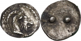 Sicily. Himera. AR Hexas - Dionkion, c. 420-412 BC. Obv. Goat's head right,. Rev. Two pellets. HGC 2 461; SNG ANS -; Manganaro, Mikrà pl. 4, 56 var. (...