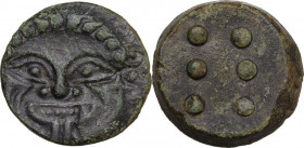 Sicily. Himera. AE Cast Hemilitron or Hexonkion, c. 425-409 BC. Obv. Facing gorgoneion. Rev. Six pellets (mark of value). HGC 2 463; CNS I 14; Kraay, ...
