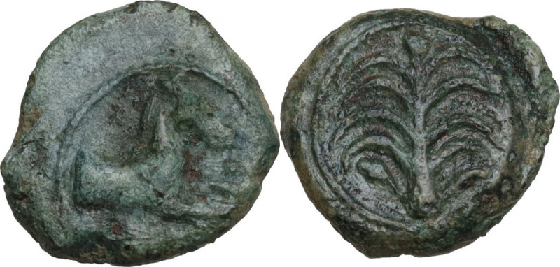 Sicily. Motya. AE Onkia, c. 400-397 BC. Obv. Forepart of horse right. Rev. Palm ...