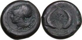 Sicily. Syracuse. Dionysios I (405-367 BC). AE Drachm, c. 375-344 BC. Obv. ΣΥΡΑ. Head of Athena in Corinthian laureate helmet left; behind, A. Rev. Se...