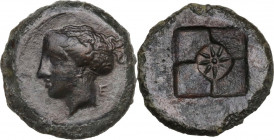 Sicily. Syracuse. Dionysos I (405-367 BC). AE Hemilitron, c. 405-375 BC. Obv. Head of Arethousa left, wearing sphendone; on sphendone, star of eight r...