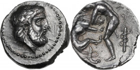 Continental Greece. Kings of Paeonia. Lykkeios (356-335 BC). AR Tetradrachm, struck c. 356-335 BC. Astibos or Damastion mint. Obv. Laureate head of Ze...