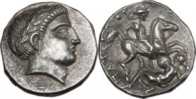 Continental Greece. Kings of Paeonia. Patraos (335-315 BC). AR Tetradrachm, c. 335-315 BC. Astibos or Damastion mint. Obv. Laureate head of Apollo rig...