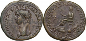 Nero Claudius Drusus, brother of Tiberius and father of Claudius (died 9 AD). AE Sestertius, struck under Claudius, 50-54. Obv. NERO CLAVDIVS DRVSVS G...
