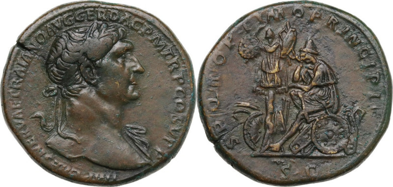 Trajan (98-117). AE Sestertius, 108-109/110. Obv. IMP CAES NERVAE TRAIANO AVG GE...