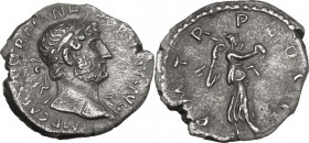 Hadrian (117-138). AR Quinarius, 119-122 AD. Obv. IMP CAESAR TRAIAN HADRIANVS AVF. Laureate bust right, with drapery on far shoulder. Rev. PM TR P COS...