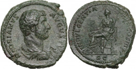 Hadrian (117-138). AE As, 132-134 AD. Obv. HADRIANVS AVGVSTVS. Draped bust right, head bare. Rev. INDVLGENTIA AVG COS III PP SC. Indulgentia seated le...