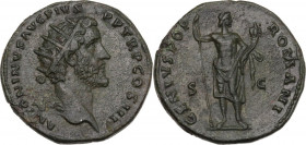 Antoninus Pius (138-161). AE Dupondius, Rome mint, 140-144 AD. Obv. ANTONINVS AVG PIVS P P TR P COS III. Radiate head right. Rev. GENIVS POP ROMANI SC...