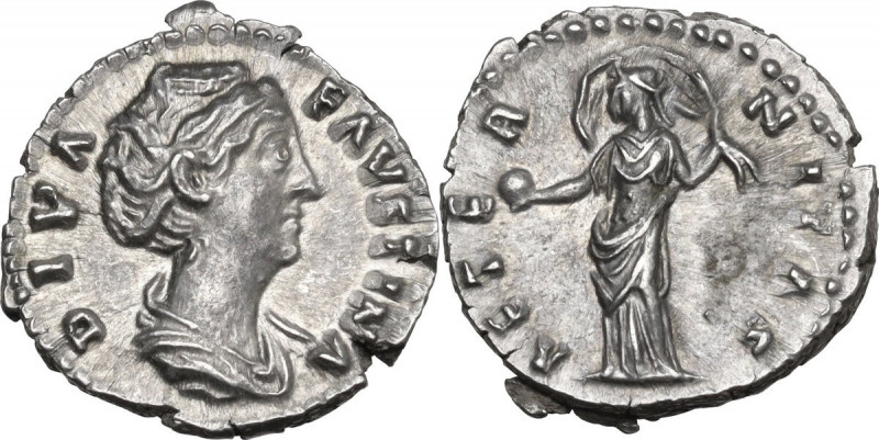 Diva Faustina I (after 141 AD). AR Denarius, struck under Antoninus Pius, c. 146...