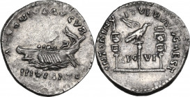 Marcus Aurelius (161-180) with Lucius Verus. AR Denarius. Restitution issue of a Mark Antony legionary denarius. Obv. ANTONINI AVGVR / III VIR R P C. ...