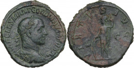 Gordian I Africanus (238 AD). AE Sestertius. Obv. IMP CAES M ANT GORDIANVS AFR AVG. Laureate, draped and cuirassed bust right, seen from behind. Rev. ...