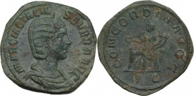 Otacilia Severa, wife of Philip I (244-249). AE Sestertius, struck under Philip I. Obv. MARCIA OTACIL SEVERA AVG. Diademed and draped bust right. Rev....