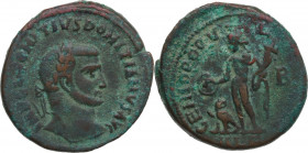 Domitius Domitianus (Usurper, 297-298). AE Follis, Alexandria mint. Obv. IIMP CL DOMITIVS DOMITIANVS AVG. Laureate head right. Rev. GENIO POPV-L-I ROM...