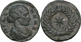 Helena, mother of Constantine I (Augusta 324-330). AE Follis. Thessalonica mint, 318-319. Obv. HELEN AVG. Draped bust right. Rev. Eight-rayed star wit...
