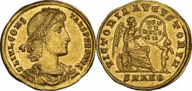 Constans (337-350). AV Solidus. Antioch mint, 337-347 AD. Obv. FL IVL CONSTANS PERP AVG. Pearl-diademed, draped and cuirassed bust right. Rev. VICTORI...