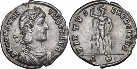 Constantius II (337-361). AR Light Miliarensis, Constantinople mint. Obv. DN CONSTANTIVS PF AVG. Pearl-diademed, draped and cuirassed bust right. Rev....
