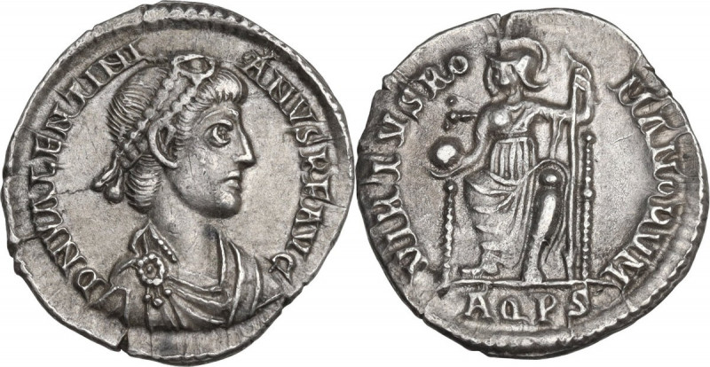 Valentinian II (375-392). AR Reduced Siliqua, Aquileia mint. Obv. DN VALENTINIAN...