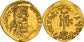 Constans II (641-668). AV Tremissis, Syracuse mint, 649-655 AD. Obv. dN CONSTANTNYS P AV. Diademed and draped bust right. Rev. VICTORIA AVGy ΘI. Cross...