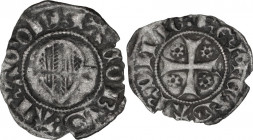 Bonaria. Giacomo II d'Aragona (1323-1327). Alfonsino minuto. D/ Stemma aragonese a cuore. R/ Croce patente accontonata da quattro roselline. CNI 4 (Vi...