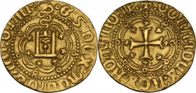 Genova. Galeazzo Maria Sforza (1466-1476). Ducato. D/ Castello. R/ Croce patente. CNI 15; MIR (Piem. Sard. Lig. Cors.) 114; Fried. 383. AU. 3.45 g. 20...