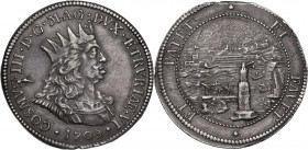 Livorno. Cosimo III de' Medici (1670-1723). Tollero 1703. D/ Busto a destra con corona dentata e lunga capigliatura. R/ Veduta del porto di Livorno. C...