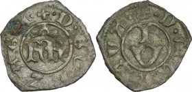 Mantova. Francesco I Gonzaga (1383-1407). Bagattino. D/ FR sormontato da Ω. R/ I/V. CNI 17/18; MIR (Lombardia, zecche) 380. MI. 0.28 g. 12.00 mm. RR. ...