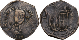 Napoli. Filippo IV di Spagna (1621-1665). Grano 1636. D/ Busto radiato a sinistra; davanti D; dietro, G A / C (Giovanni Andrea Cavo (?)). R/ Scudo par...