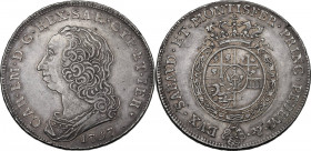 Carlo Emanuele III (1730-1773). Scudo da 6 lire 1757. Biaggi 811c; Simonetti 33; MIR (Savoia) 946c; Mont. 166. AG. 44.00 mm. R. Bel BB/qSPL.