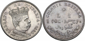 Colonia Eritrea. Umberto I (1890-1896). Lira 1890. Pag. 634; Mont. 84. AG. 23.00 mm. R. Fondi specchiati. Minimi segnetti da contatto. FDC.