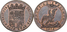 Eugenio Maurizio (1633-1673). Gettone 1656. D/ PRINCEPS EVGENIVS A SABAVDIA. Stemma coronato. R/ NATVS AD SVBLIMA. Aquila ad ali spiegate a destra, in...