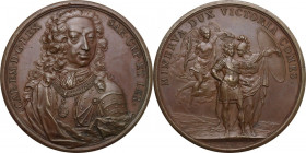Carlo Emanuele III (1730-1773). Medaglia 1739. D/ CAR EM D G REX SAR CYP ET IER. Busto di trequarti a destra, con lunga parrucca riccioluta, corazzato...
