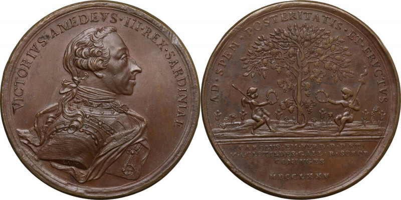 Vittorio Amedeo III (1773-1796). Medaglia 1775 per le nozze del figlio Carlo Ema...