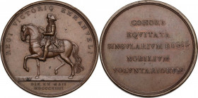 Vittorio Emanuele I (1802-1821). Medaglia 1814 saluto della Guardia Nobile torinese. D/ REGI VICTORIO EMANVEL I . Il Re a cavallo a sinistra; in eserg...