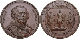Vittorio Emanuele II (1820-1878). Medaglia 1849 per il Giuramento. D/ VITTORIO EMANUELE II. Busto di trequarti a destra in uniforme. R/ INNANZI A DIO ...