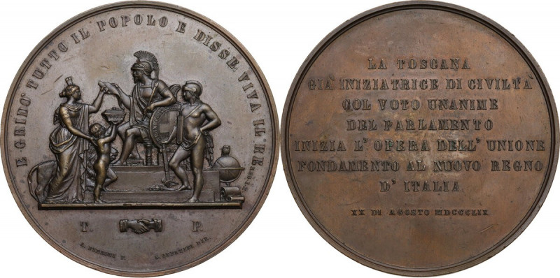 Vittorio Emanuele II (1820-1878). Medaglia 1859 per l'annessione della Toscana a...