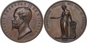 Vittorio Emanuele II (1820-1878). Medaglia al merito per l'Esposizione di Firenze del 1861. D/ VITTORIO EMANUELE II RE D'ITALIA. Busto a sinistra a te...