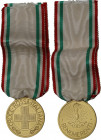 Vittorio Emanuele III (1869-1943). Medaglia Croce Rossa Italiana ai Benemerenti. D/ CROCE ROSSA ITALIANA tra nodi Savoia. Grande croce. R/ BENEMERENTI...