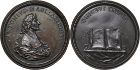 Antonio Magliabechi (1633-1714). Medaglia. D/ .ANTONIVS MAGLIABECHIVS. Busto a destra con capelli lunghi e mantellodrappeggiato sulle spalle e sul pet...