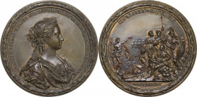 Maria Teresa d'Austria (1717-1780). Medaglia 1743. D/ MARIA. TERESIA. AVSTR. CAROLI. IMP. AVG. F. HVNG. ET. BOHEM. REGINA. Busto laureato a destra in ...