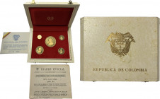Colombia. Pope Paul VI (1963-1978). Proof Set 1968. International Eucharistic Congress. AV. Official box. Gold 900/1000. Serial No. 5225 of 8000. PF.