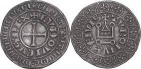 France. Louis IX. Gros tournois, 1266-1270. Dupl. 190; Ciani 181; Laf. 198. AR. 3.98 g. 25.50 mm. About EF.