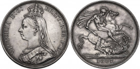 Great Britain. Victoria (1837-1901). Jubilee Coinage. Crown 1887, London mint. ESC 296; SCBC 3921. AR. 28.30 g. 38.00 mm. Nice toning. AU.